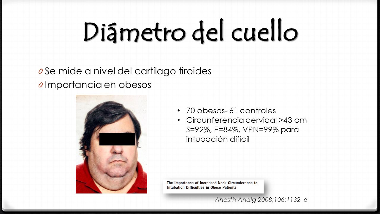 Diámetro del cuello Se mide a nivel del cartílago tiroides