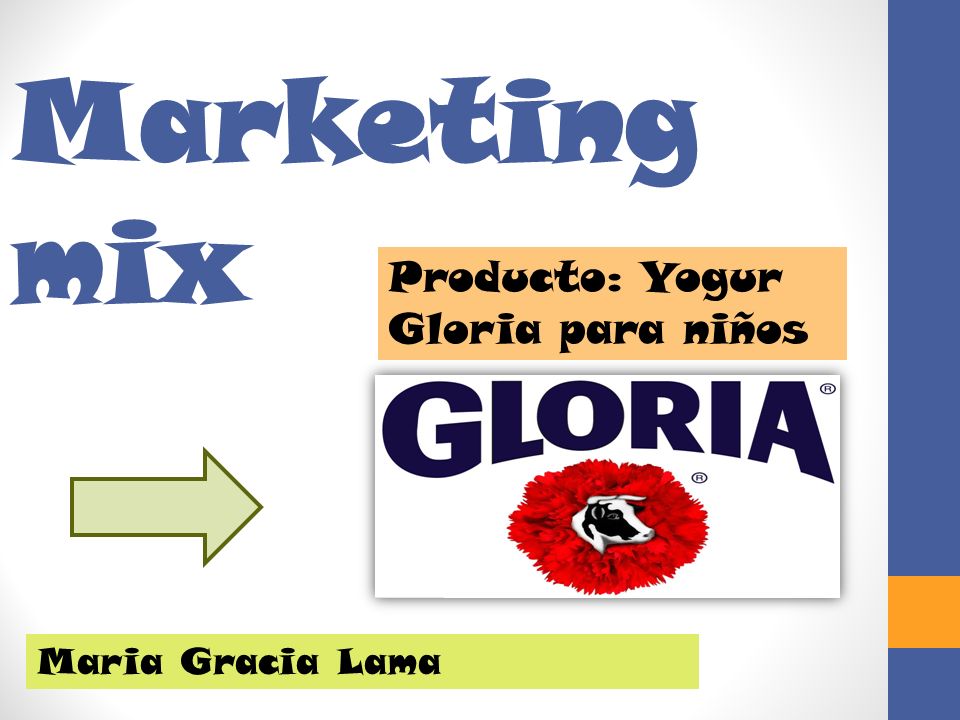 Marketing mix Producto: Yogur Gloria para niños Maria Gracia Lama