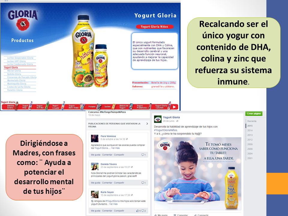 Recalcando ser el único yogur con contenido de DHA, colina y zinc que refuerza su sistema inmune.