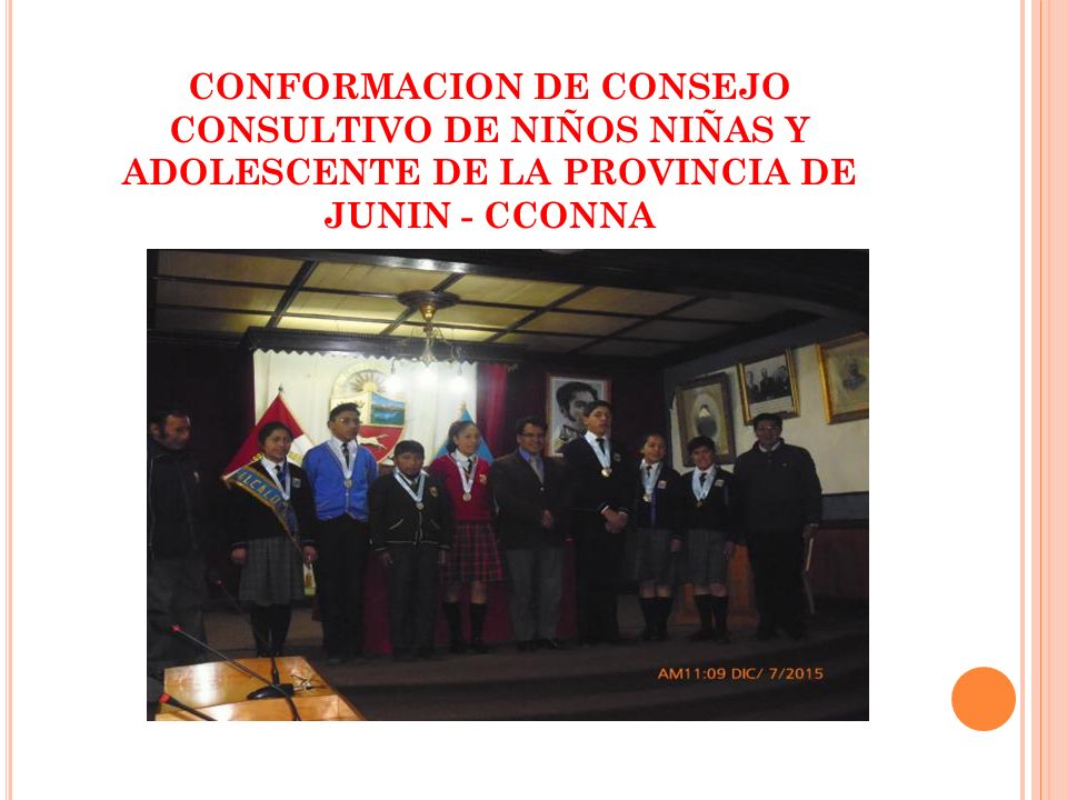 CONFORMACION DE CONSEJO CONSULTIVO DE NIÑOS NIÑAS Y ADOLESCENTE DE LA PROVINCIA DE JUNIN - CCONNA
