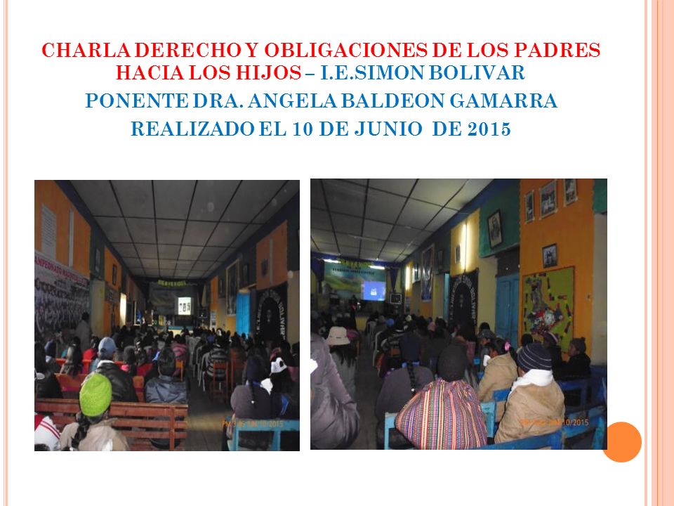 CHARLA DERECHO Y OBLIGACIONES DE LOS PADRES HACIA LOS HIJOS – I. E