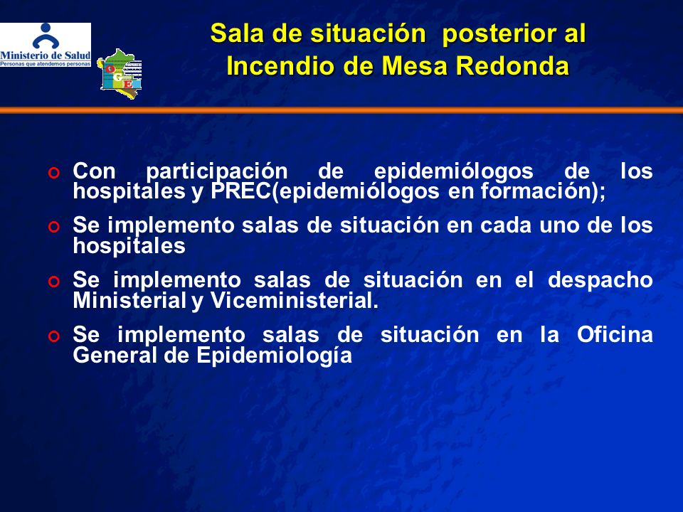 Sala de situación posterior al Incendio de Mesa Redonda