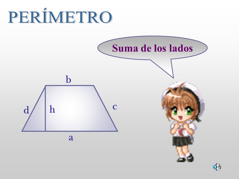 PERÍMETRO Suma de los lados b c d h a