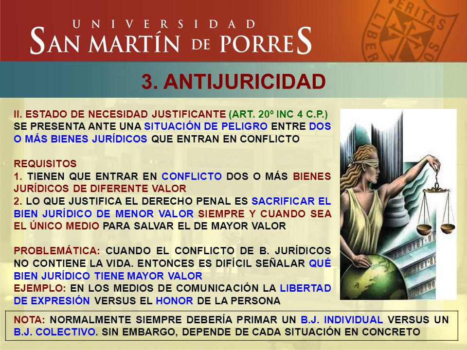 3. ANTIJURICIDAD II. ESTADO DE NECESIDAD JUSTIFICANTE (ART. 20º INC 4 C.P.)