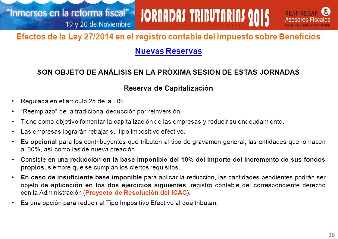 Efectos de la Ley 27/2014 en el registro contable del Impuesto sobre Beneficios