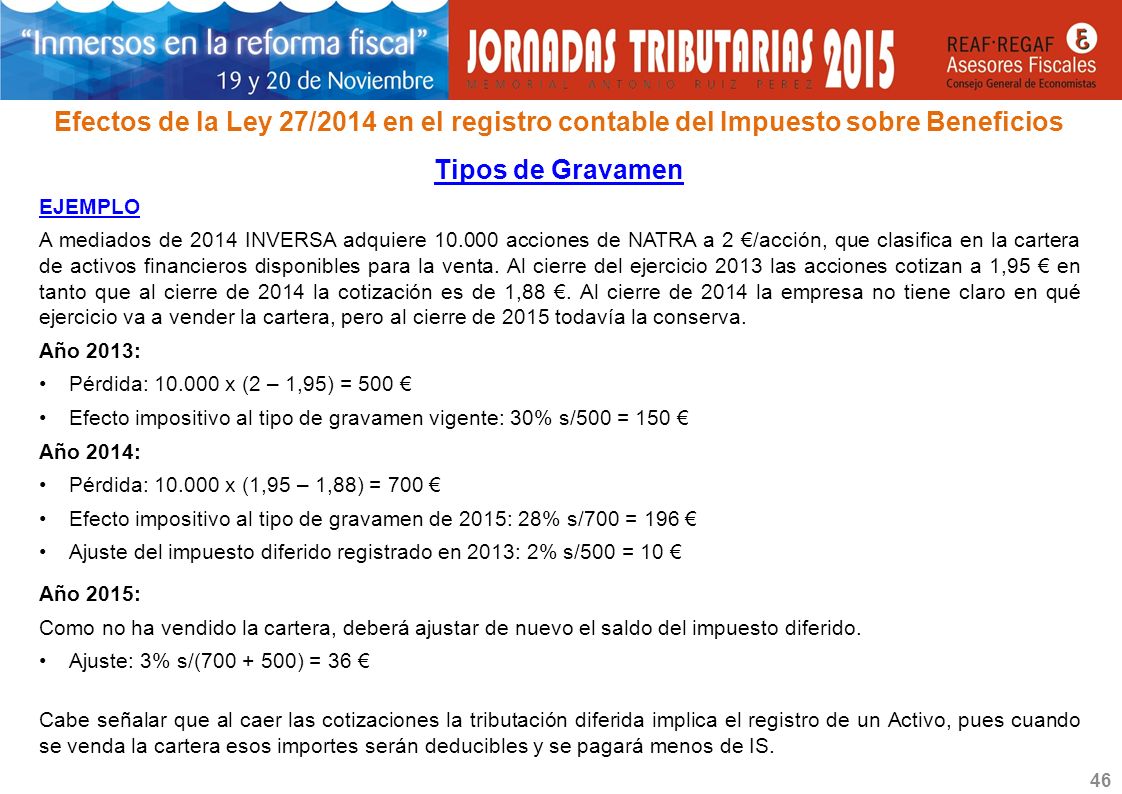 Efectos de la Ley 27/2014 en el registro contable del Impuesto sobre Beneficios