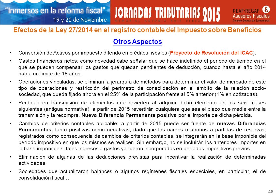Efectos de la Ley 27/2014 en el registro contable del Impuesto sobre Beneficios