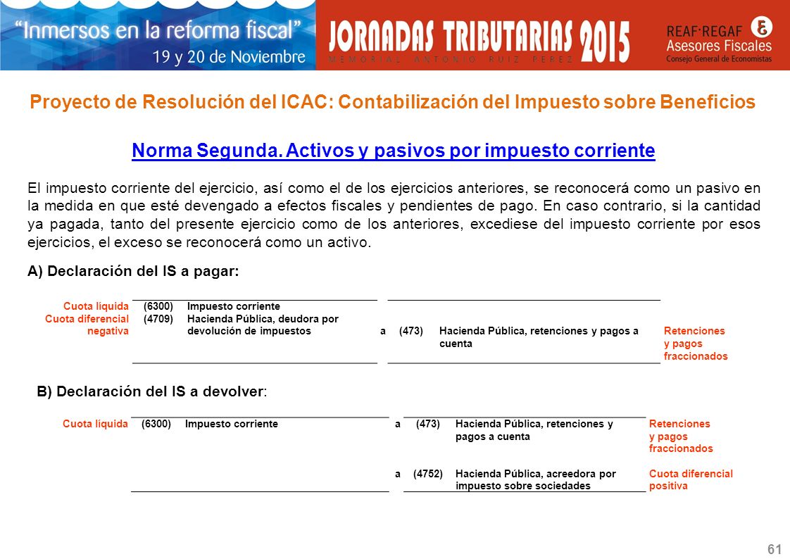 Norma Segunda. Activos y pasivos por impuesto corriente
