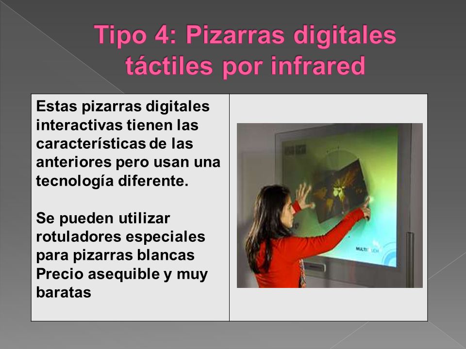 Tipo 4: Pizarras digitales táctiles por infrared