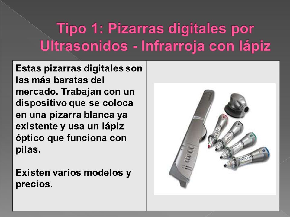 Tipo 1: Pizarras digitales por Ultrasonidos - Infrarroja con lápiz