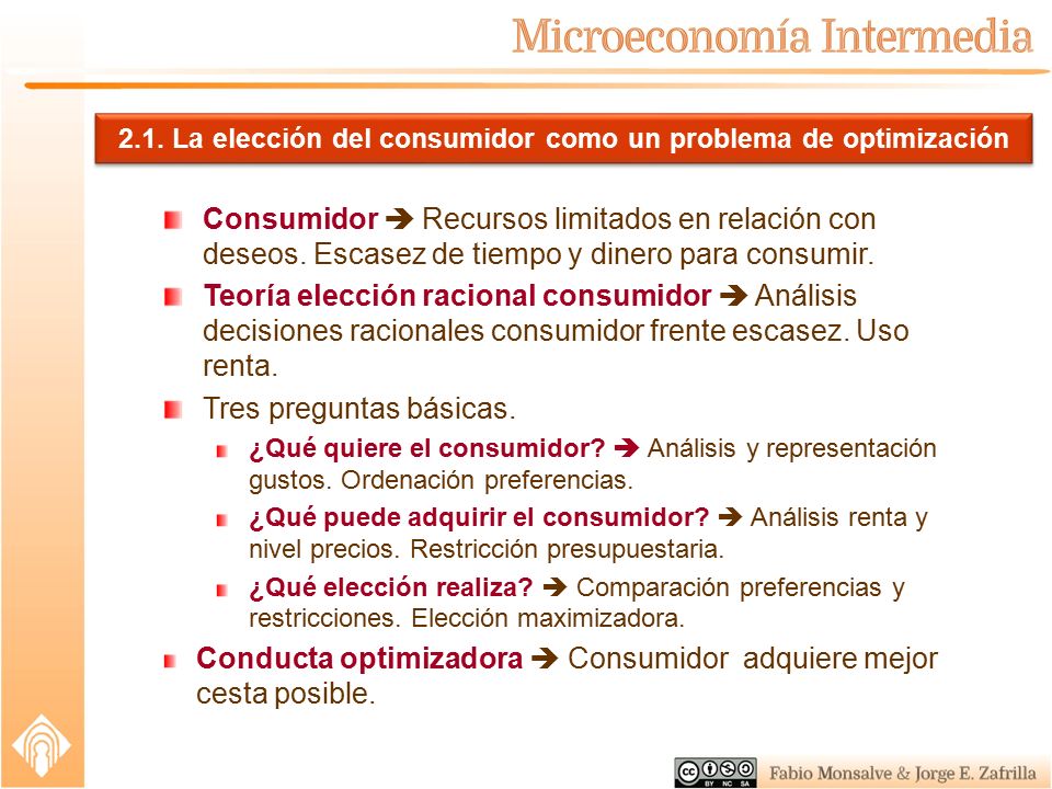 2.1. La elección del consumidor como un problema de optimización
