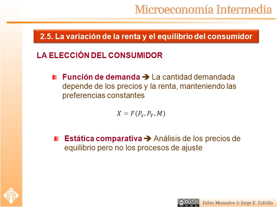 2.5. La variación de la renta y el equilibrio del consumidor
