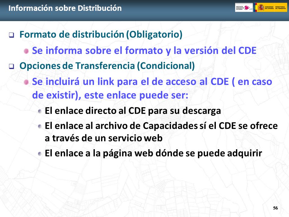 Se informa sobre el formato y la versión del CDE