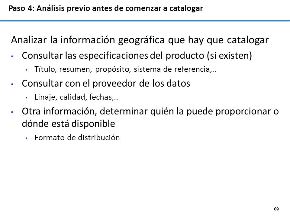 Analizar la información geográfica que hay que catalogar