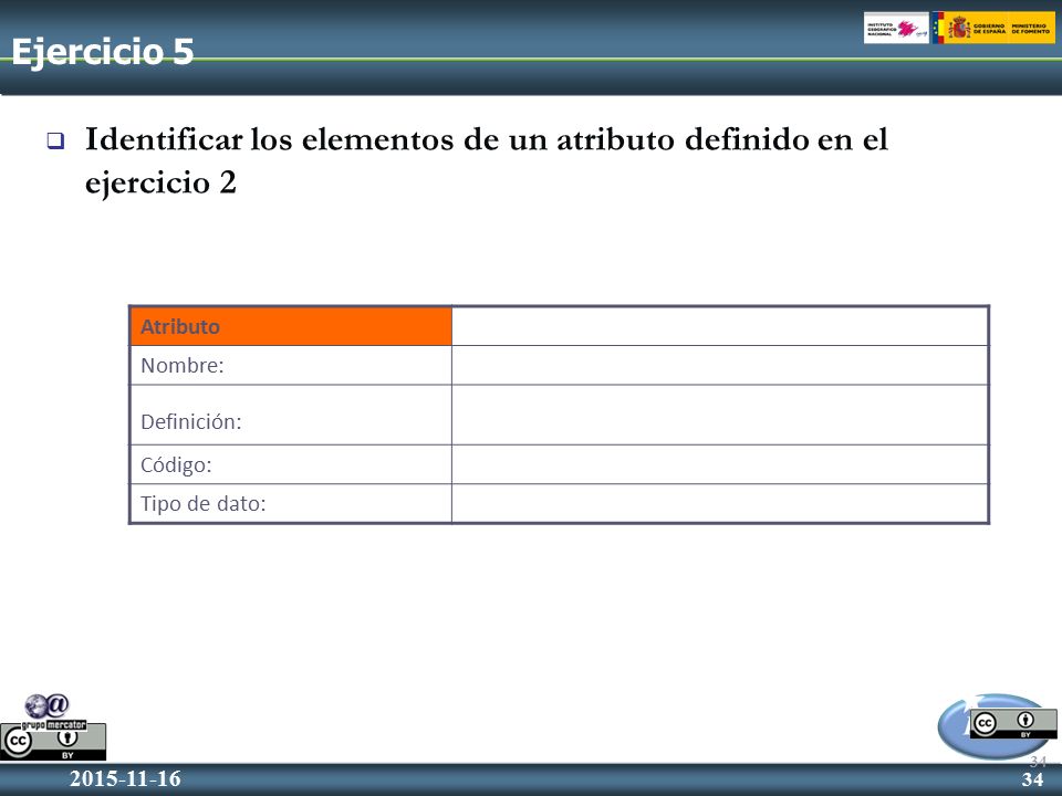 Identificar los elementos de un atributo definido en el ejercicio 2
