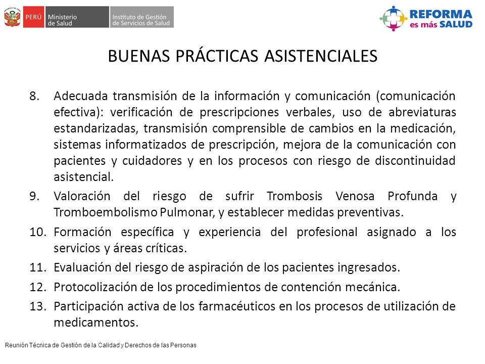 BUENAS PRÁCTICAS ASISTENCIALES