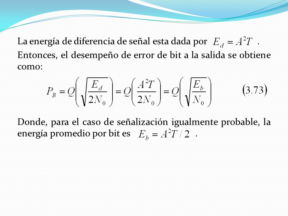 La energía de diferencia de señal esta dada por