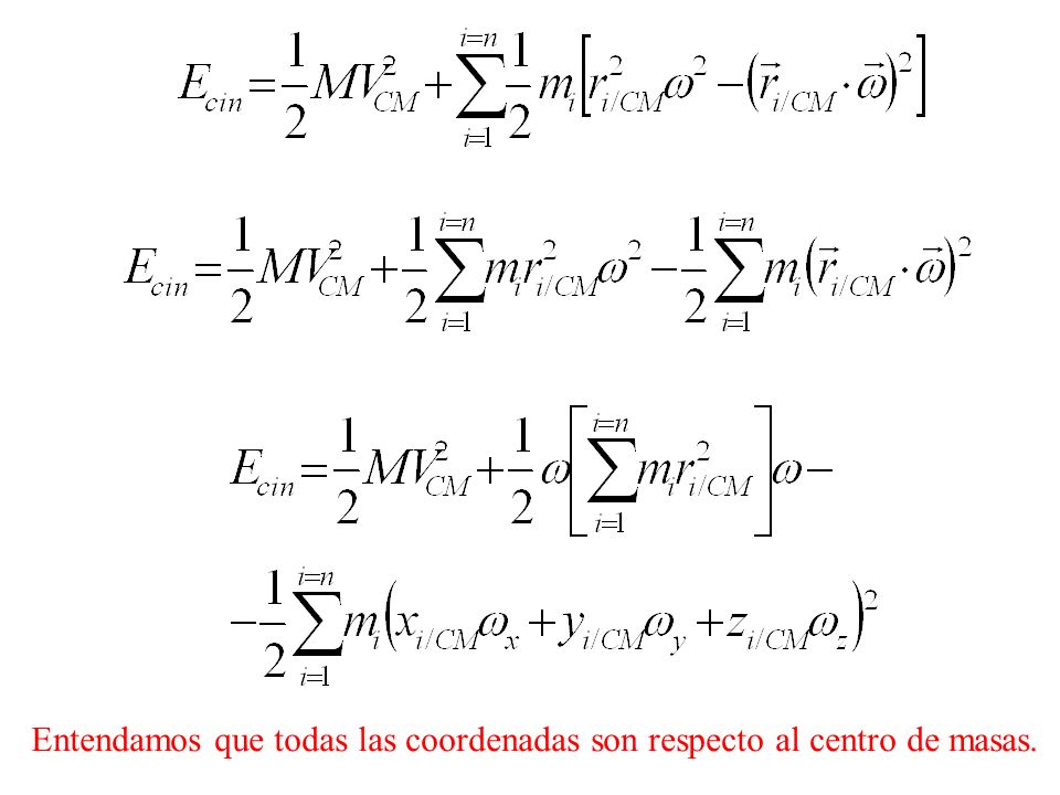 Entendamos que todas las coordenadas son respecto al centro de masas.
