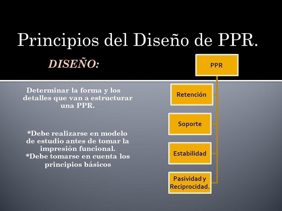 Determinar la forma y los detalles que van a estructurar una PPR.