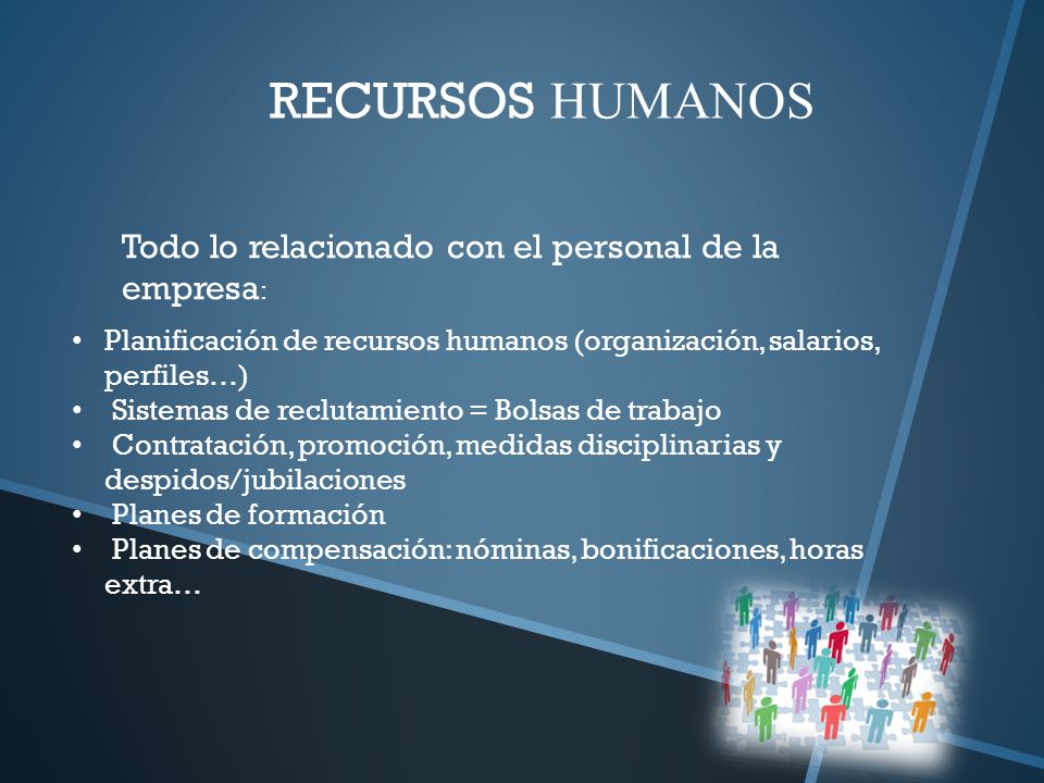 RECURSOS HUMANOS Todo lo relacionado con el personal de la empresa: