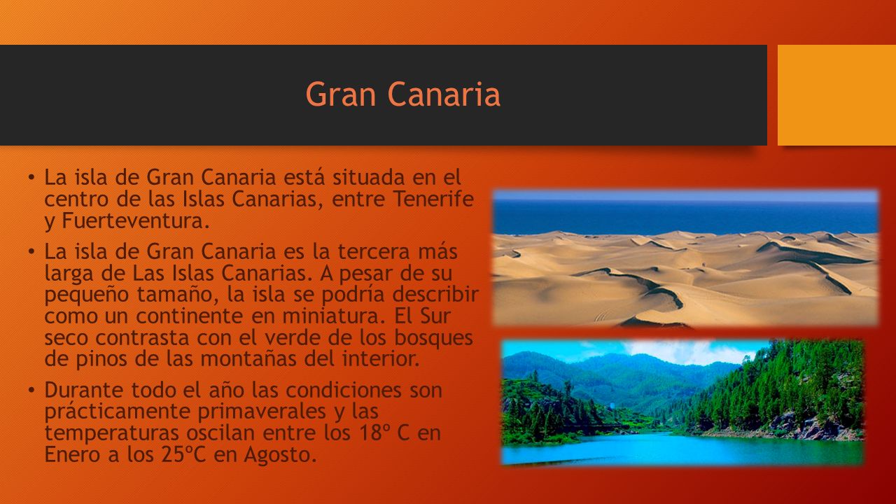 Gran Canaria La isla de Gran Canaria está situada en el centro de las Islas Canarias, entre Tenerife y Fuerteventura.