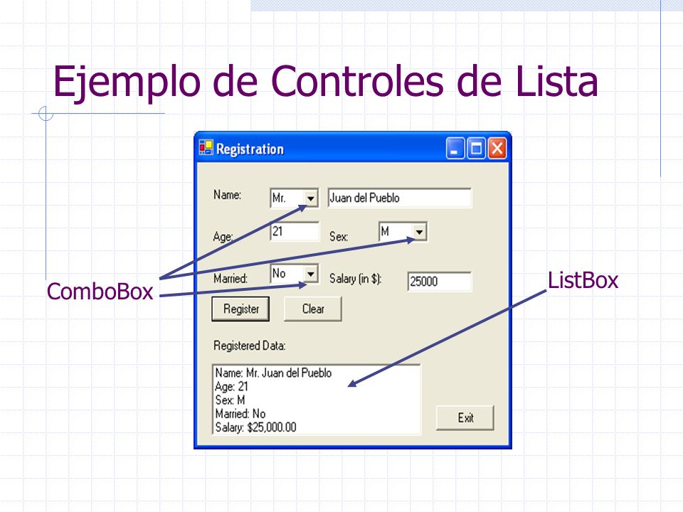 Ejemplo de Controles de Lista