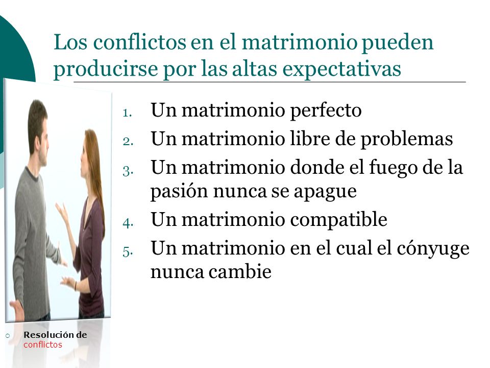 Los conflictos en el matrimonio pueden producirse por las altas expectativas