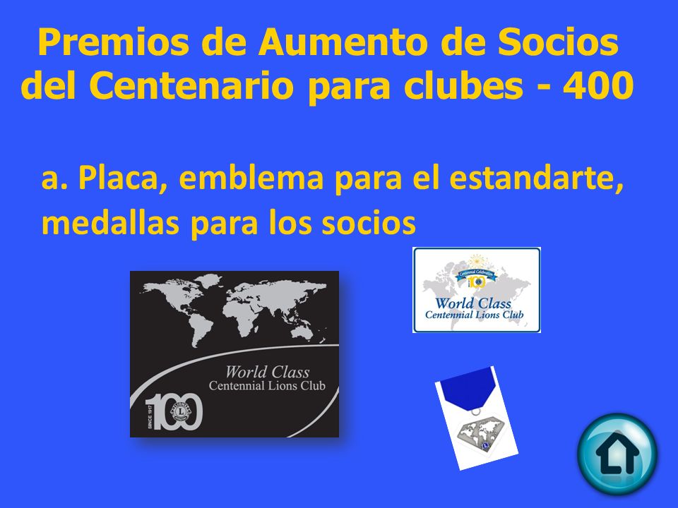 Premios de Aumento de Socios del Centenario para clubes - 400