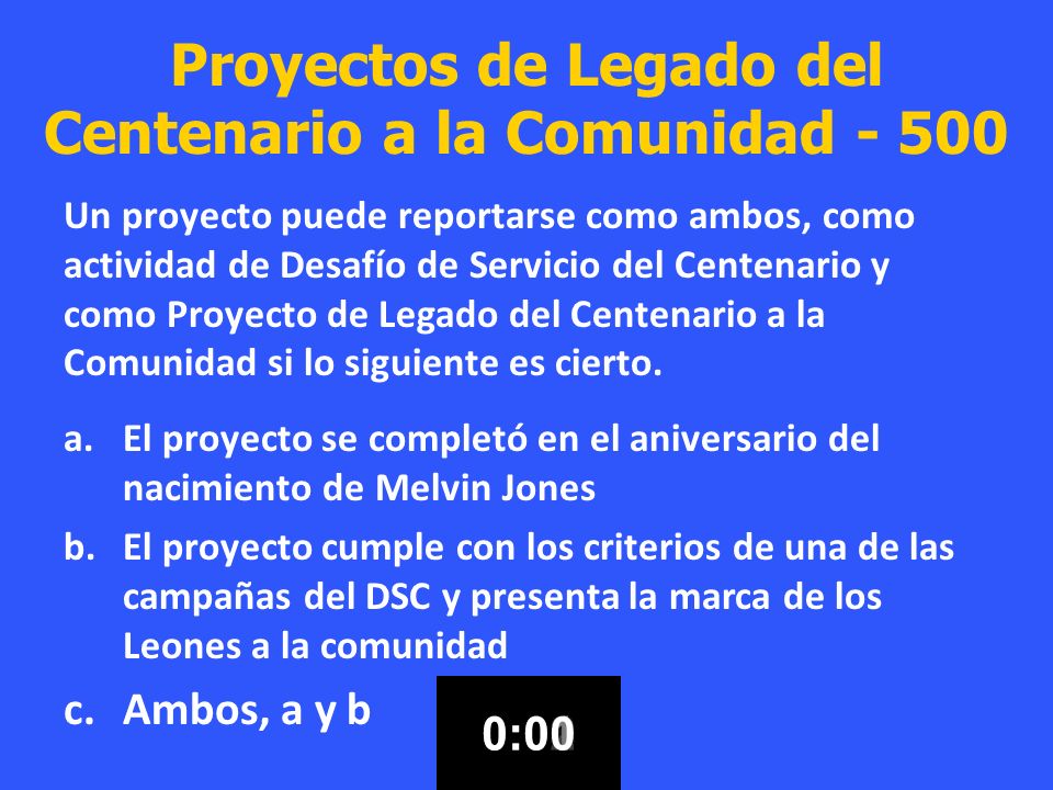 Proyectos de Legado del Centenario a la Comunidad - 500