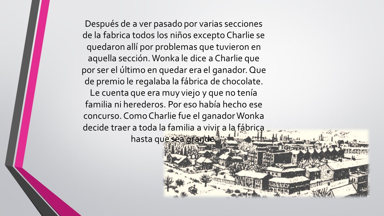 Después de a ver pasado por varias secciones de la fabrica todos los niños excepto Charlie se quedaron allí por problemas que tuvieron en aquella sección.