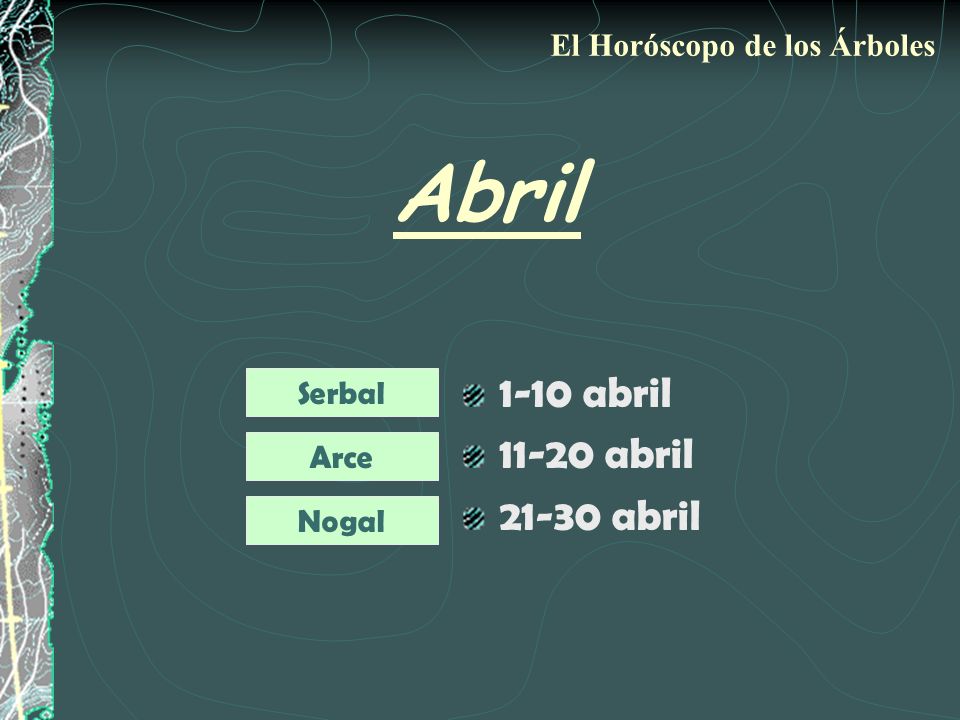 Abril 1-10 abril abril abril El Horóscopo de los Árboles