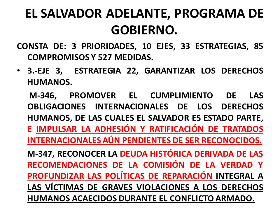 EL SALVADOR ADELANTE, PROGRAMA DE GOBIERNO.
