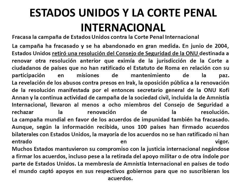 Estados Unidos y la Corte Penal Internacional