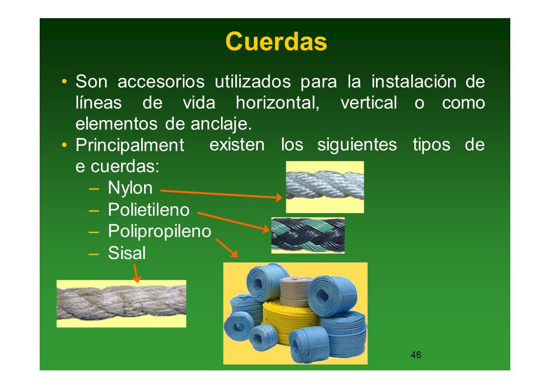 Cuerdas Son accesorios utilizados para la instalación de líneas de vida horizontal, vertical o como elementos de anclaje.