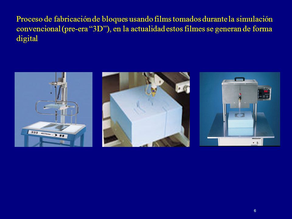 Proceso de fabricación de bloques usando films tomados durante la simulación convencional (pre-era 3D ), en la actualidad estos filmes se generan de forma digital