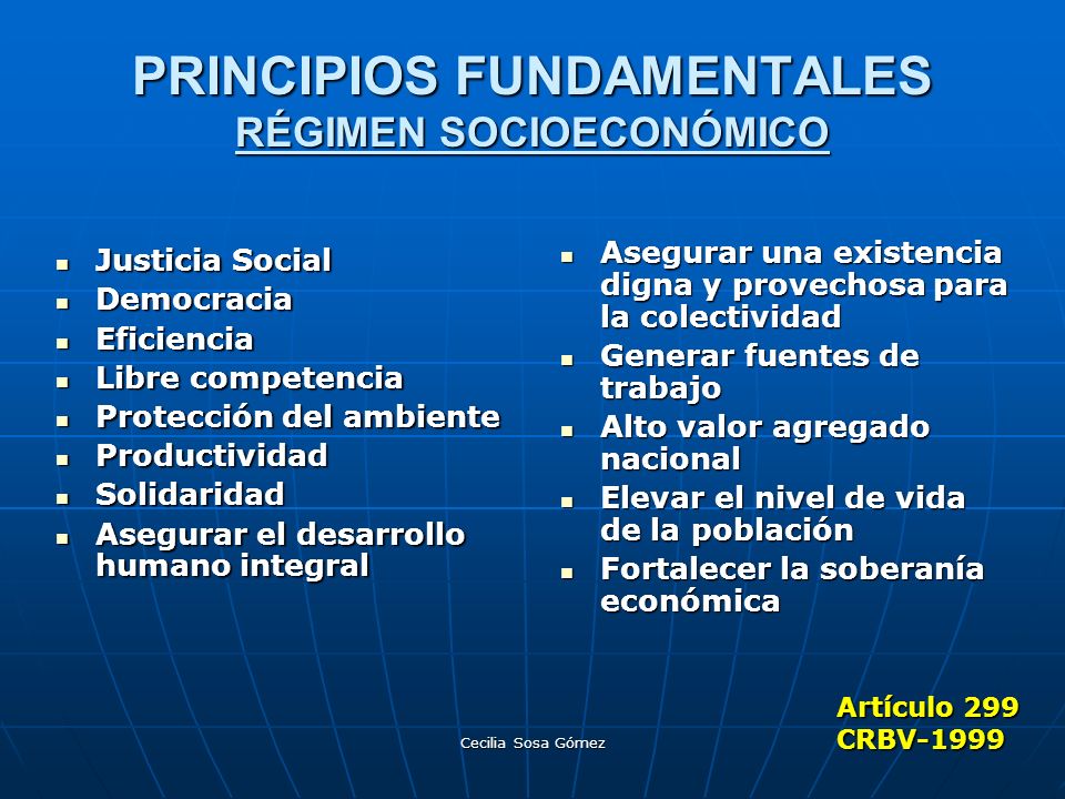 PRINCIPIOS FUNDAMENTALES RÉGIMEN SOCIOECONÓMICO