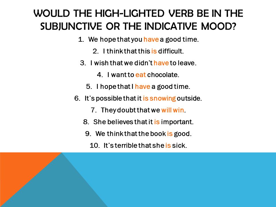 Would the high-lighted verb be in the subjunctive or the indicative mood