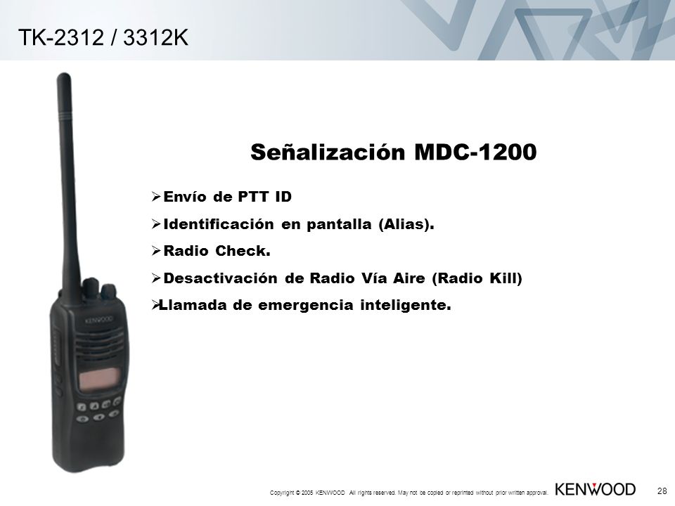 TK-2312 / 3312K Señalización MDC-1200 Envío de PTT ID
