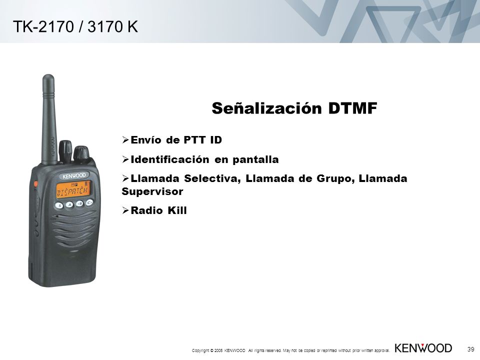 TK-2170 / 3170 K Señalización DTMF Envío de PTT ID