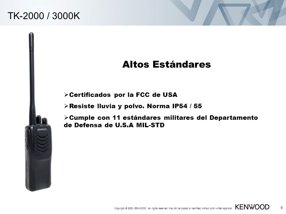 TK-2000 / 3000K Altos Estándares Certificados por la FCC de USA