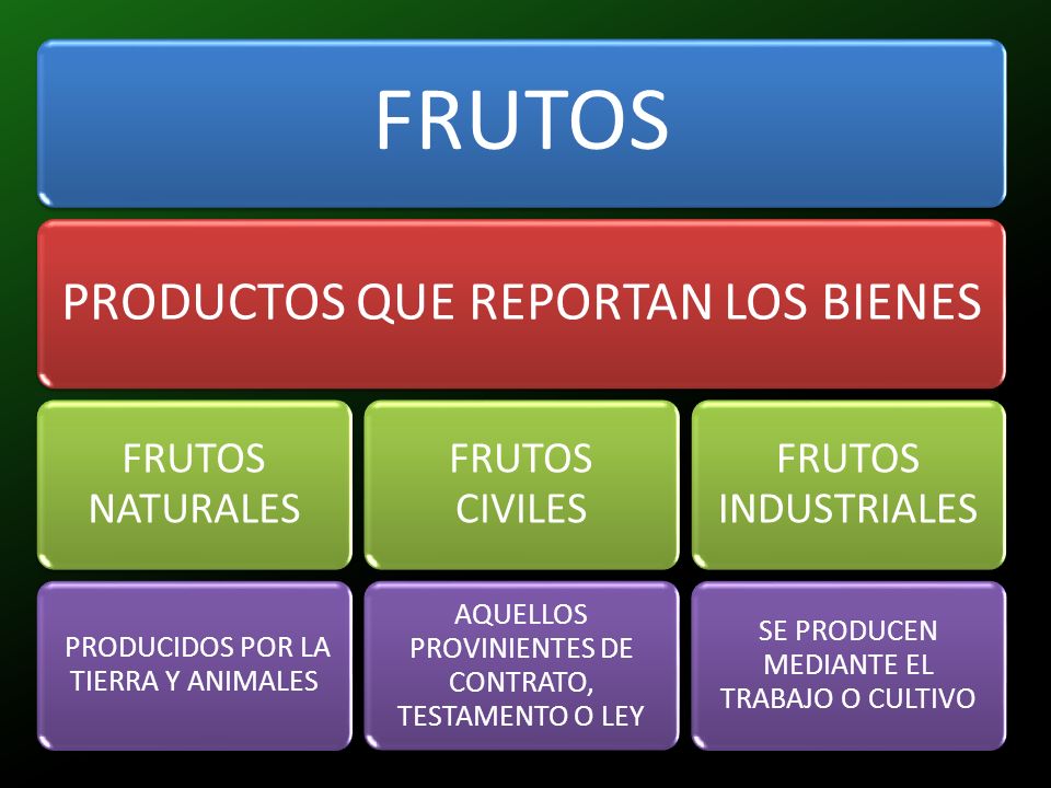 FRUTOS PRODUCTOS QUE REPORTAN LOS BIENES FRUTOS NATURALES
