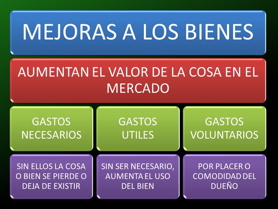 MEJORAS A LOS BIENES AUMENTAN EL VALOR DE LA COSA EN EL MERCADO