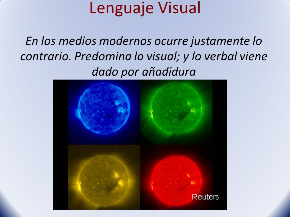 Lenguaje Visual En los medios modernos ocurre justamente lo contrario.