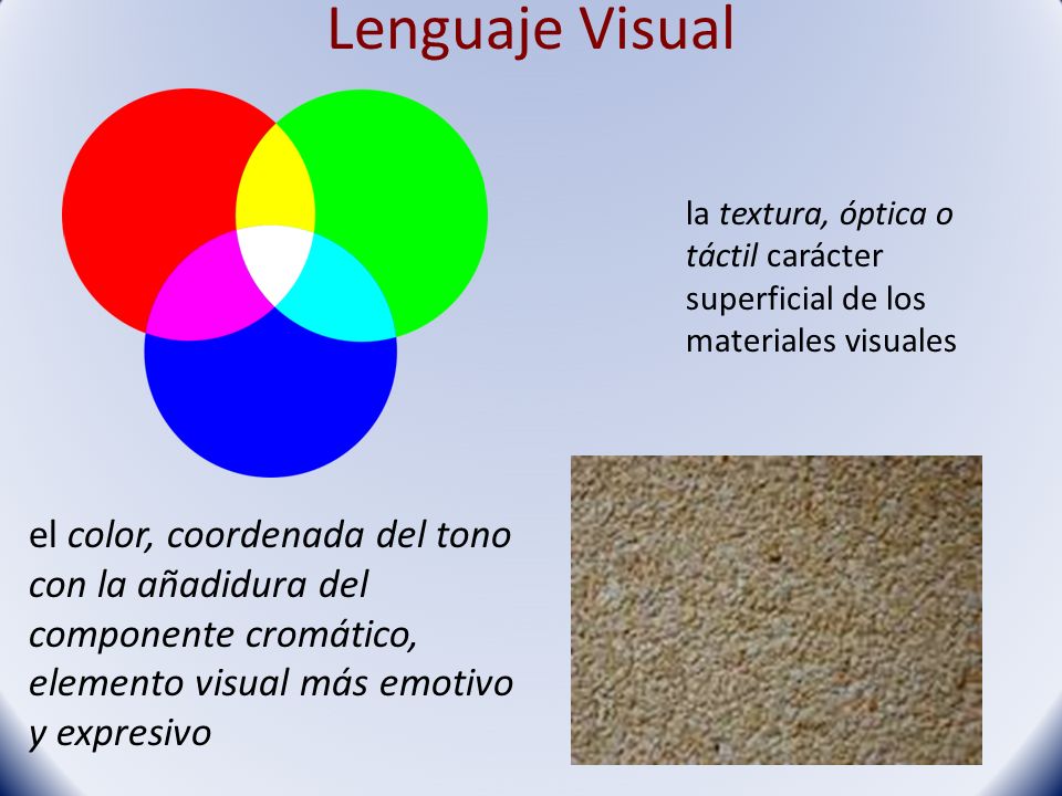 Lenguaje Visual la textura, óptica o táctil carácter superficial de los materiales visuales.