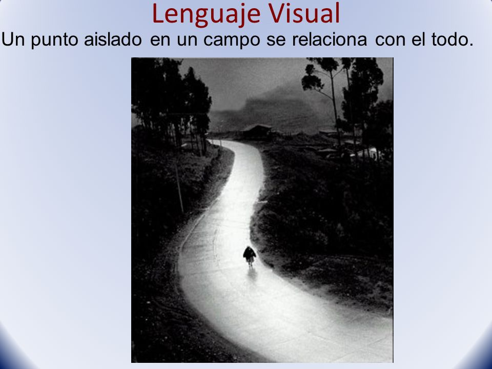 Lenguaje Visual Un punto aislado en un campo se relaciona con el todo.