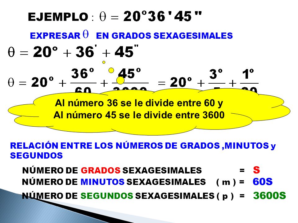 EJEMPLO : Al número 36 se le divide entre 60 y