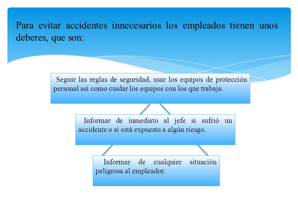 Para evitar accidentes innecesarios los empleados tienen unos deberes, que son: