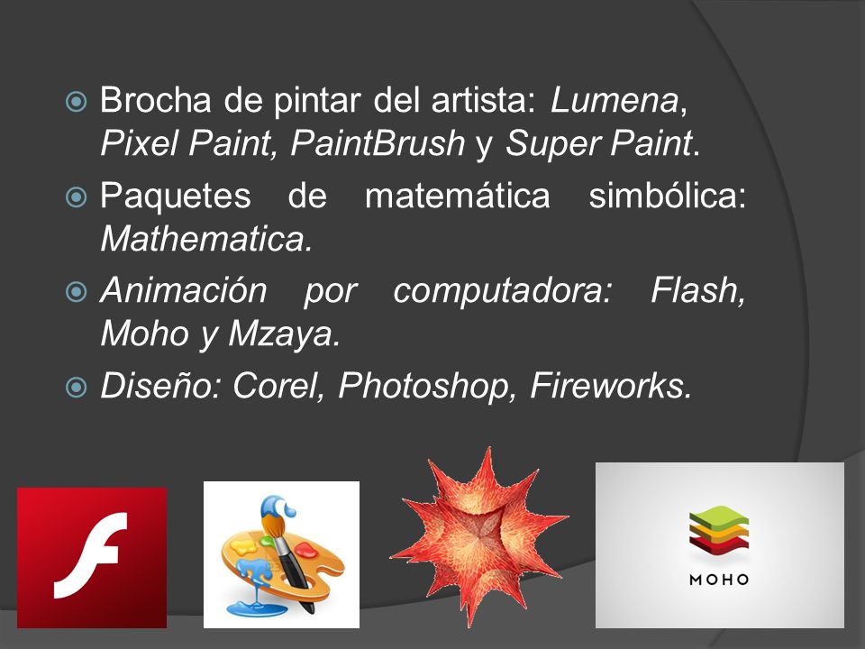 Brocha de pintar del artista: Lumena, Pixel Paint, PaintBrush y Super Paint.