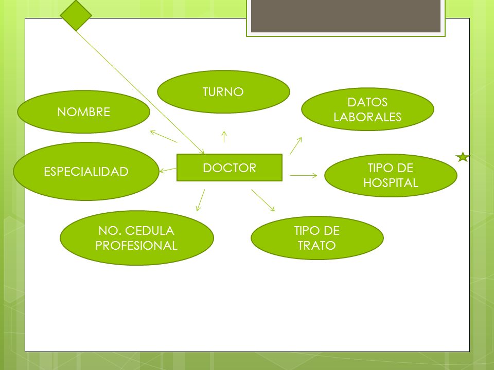 TURNO NOMBRE. DATOS LABORALES. ESPECIALIDAD. DOCTOR. TIPO DE HOSPITAL. NO. CEDULA PROFESIONAL.