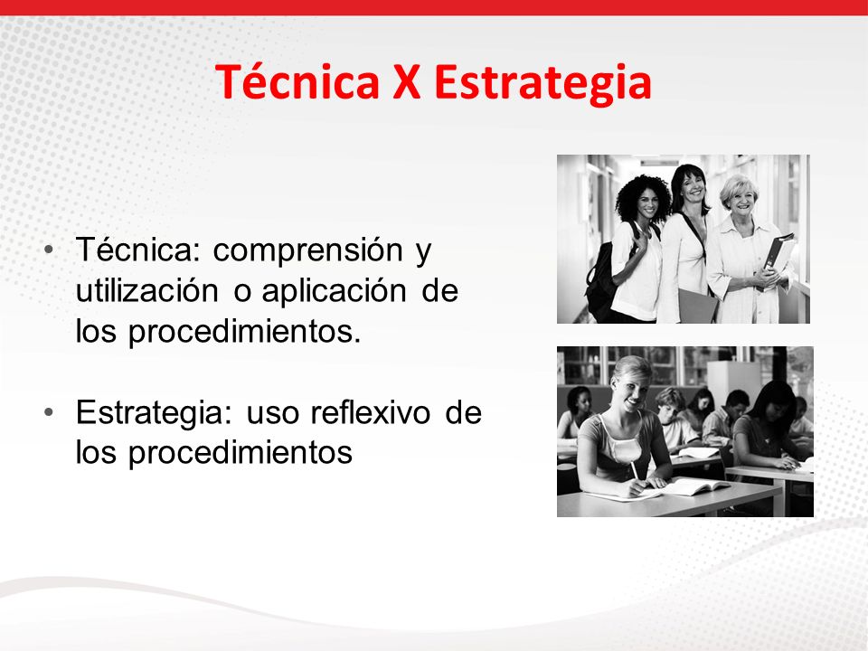 Técnica X Estrategia Técnica: comprensión y utilización o aplicación de los procedimientos.